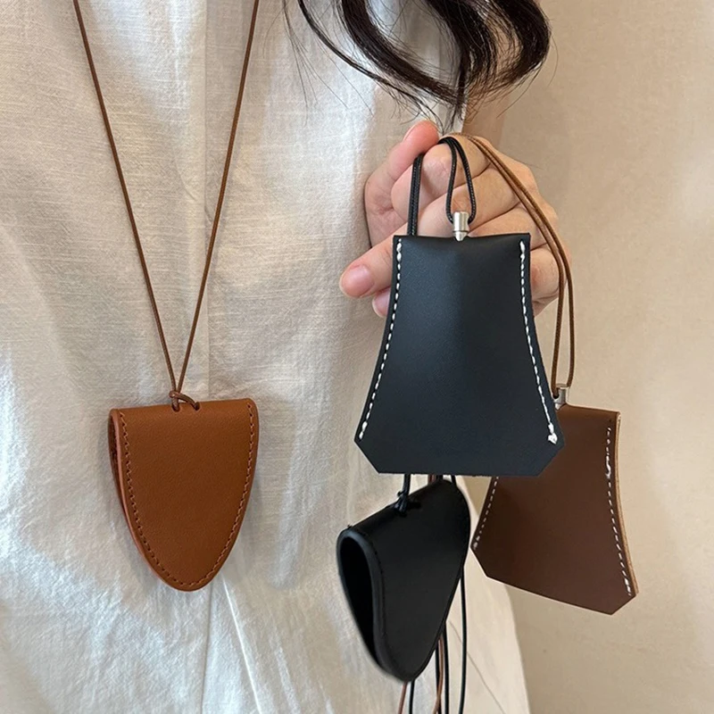 Leather Portable Cool Style Bag Necklace New Hanging Neck Bluetooth Headset Glasses Key Organizer Pouches