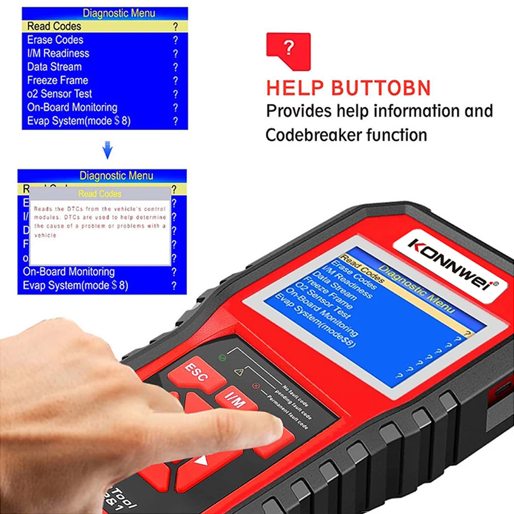 KONNWEI KW850 Car Diagnostic Tool Auto Scanner OBD2 Check Engine Full OBD 2 Function Battery Test Code Read Data pk AL519 NT301