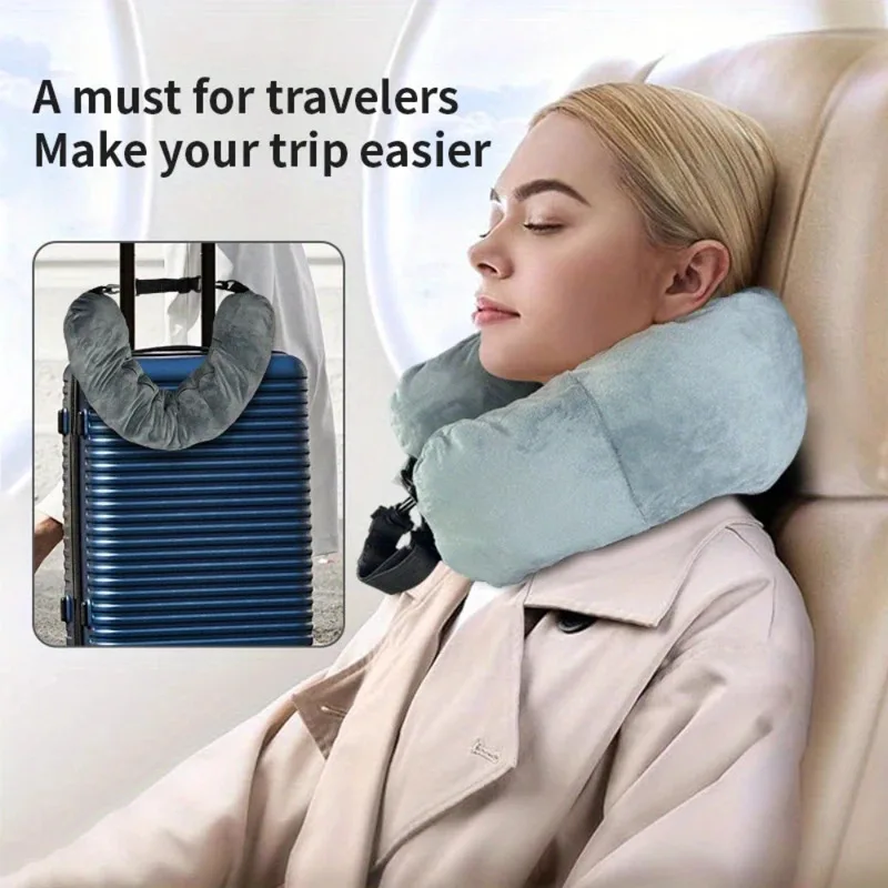 2026 Travel Pillow With Storage Pouch, Adjustable Polyester Neck Support, Comfortable & Lightweight