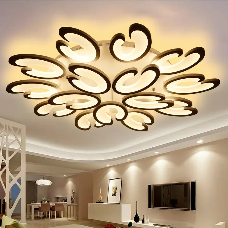 Lustre moderne de plafond de LED pour le salon salle à manger blanc/noir AC85-265V vehgting Lamparas Colgantes