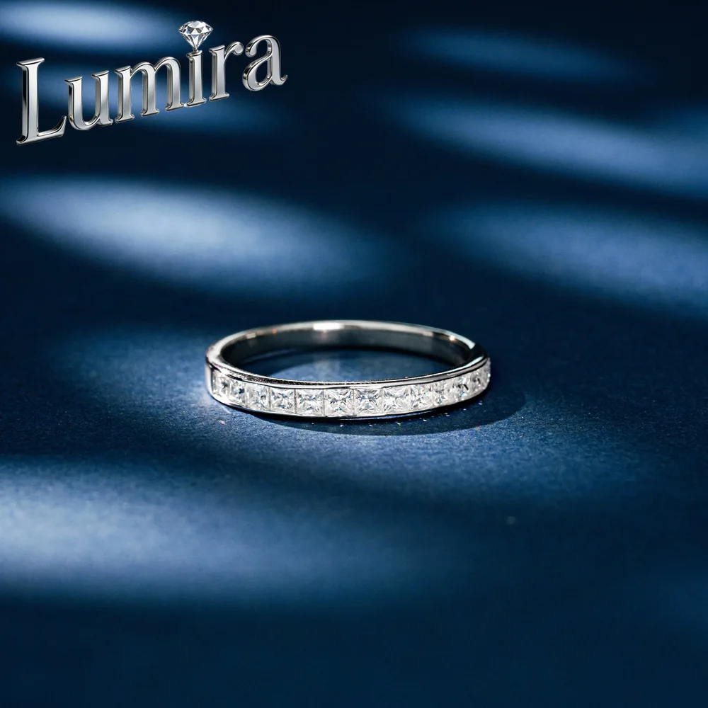 Lumira Platinum PT950 All Moissanite Ring for Women, Stylish Full-circle Diamond Setting Rings for Daily Wear Charm Jewelry