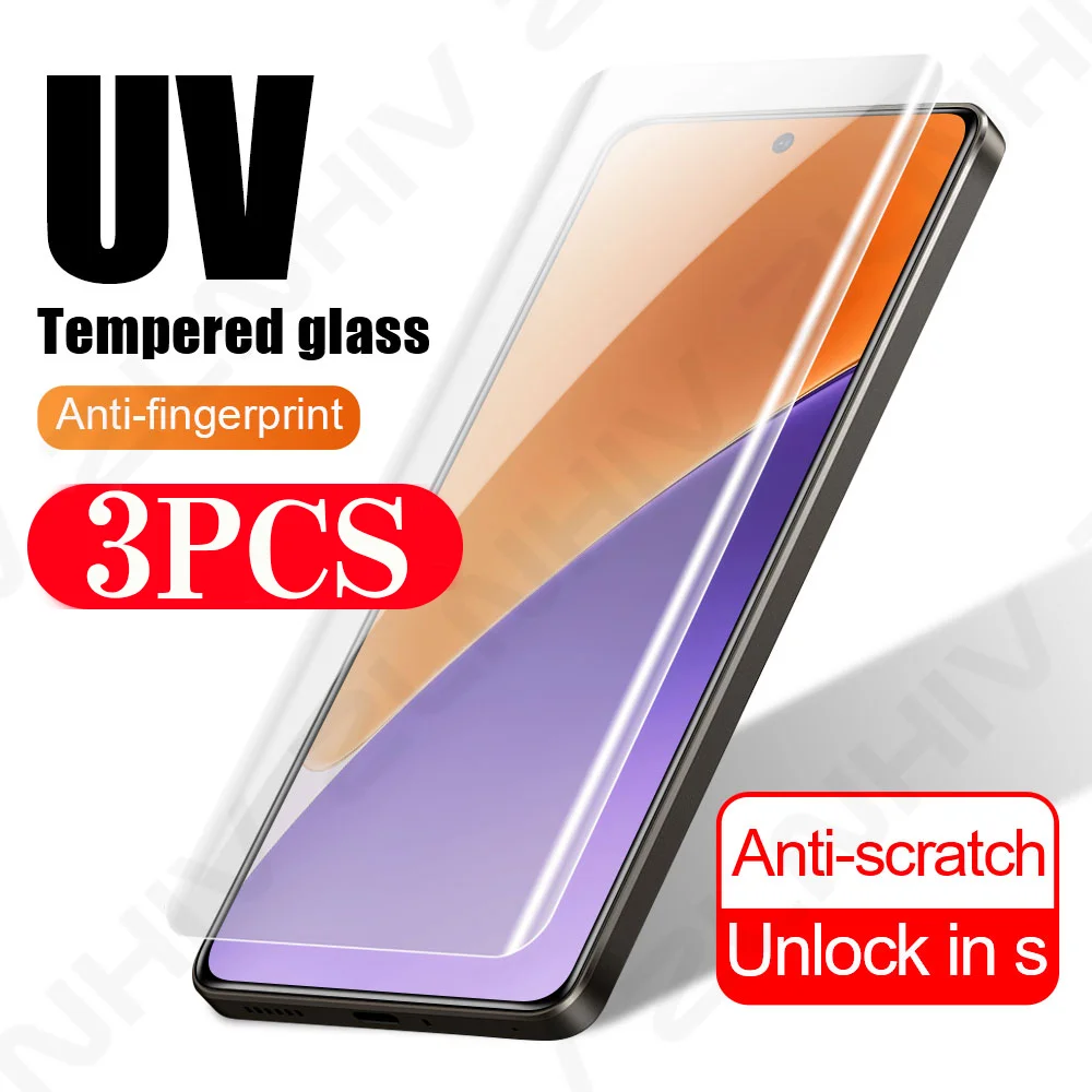 3Pcs Full Cover UV Tempered Glass Protective Film for Xiaomi 15 Pro 14 Ultra 13 12 Phone Screen Protector 11 Civi 4 Pro 3 Mix 4