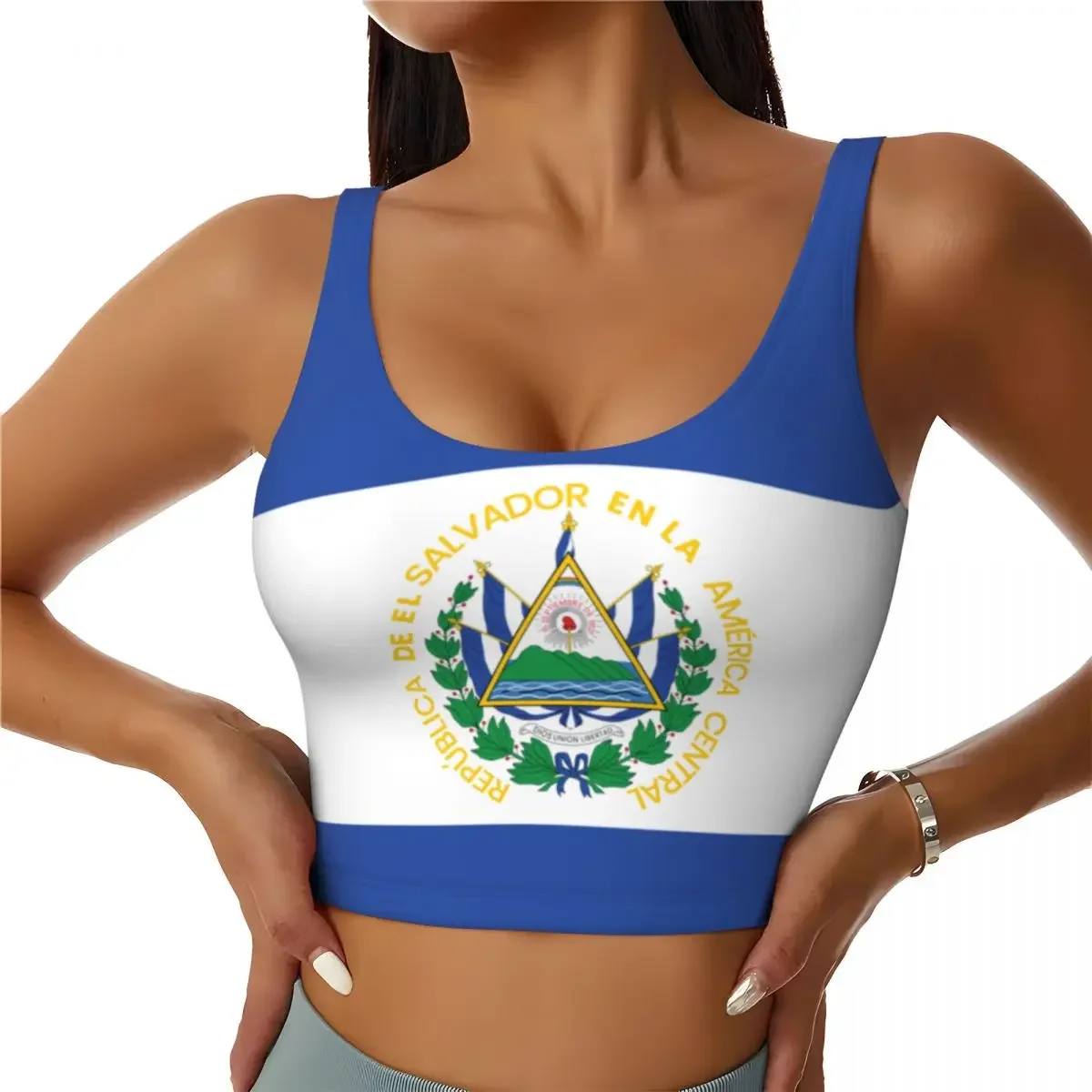 

Sports Bra Women Running Yoga Clothes Vest El Salvador Flag Gathering Fitness Vest
