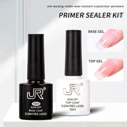 JR 6pcs 10ml gel nail polish set top Gel base gel Kit UV LED Soak Off Polish Home DIY top coat base coat gifts