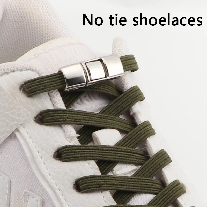 

No Tie Shoe Laces for Sneakers Elastic Shoelaces Metal Press Lock Men and Women Lazy Shoes Lace Rubber Band Shoestring 1 Pair