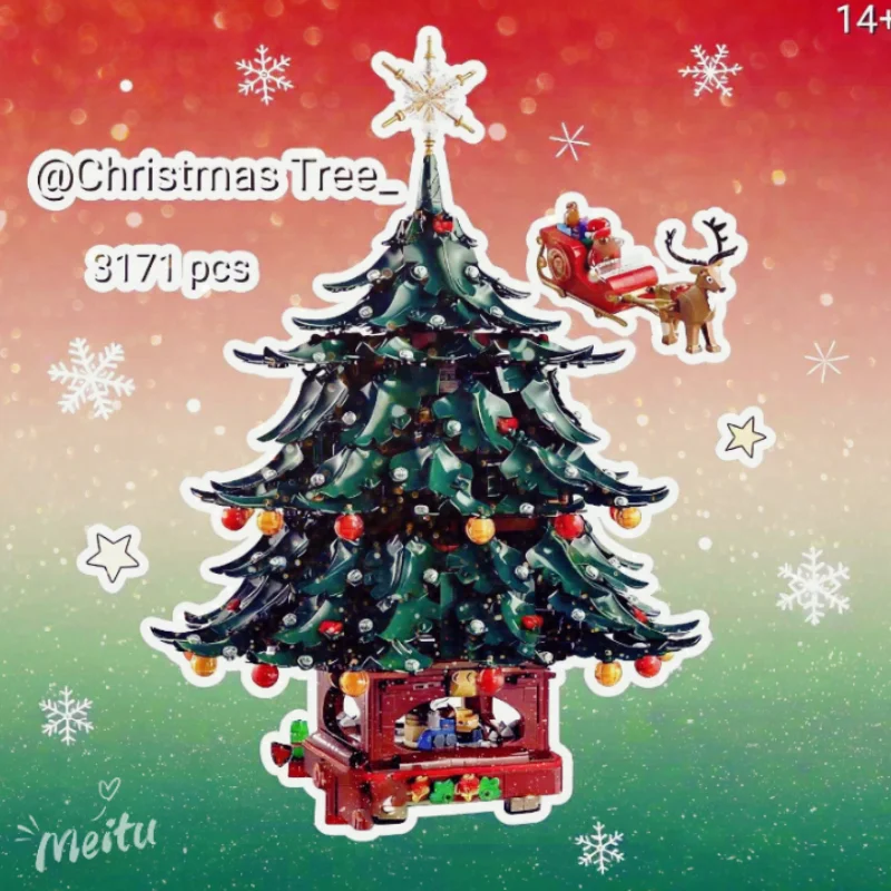 Image of Weihnachtsbaum Heimdekoration Bauklötze 3171 Teile Kompatible Bausteine DIY Kreatives Wohnzimmer-Ornament Montagemodell