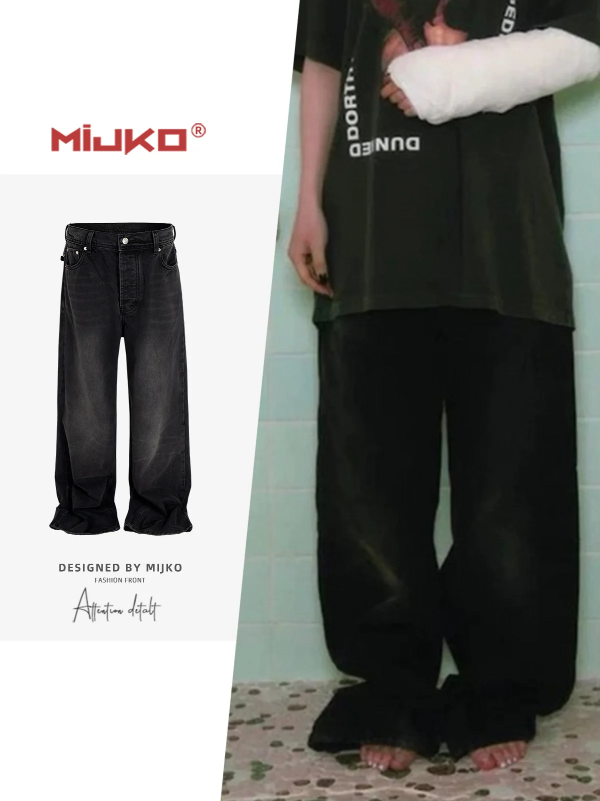 

MIJKO Vintage Jeans Men's Baggy Denim Trousers 2025 New Streetwear Loose Fashion Straight Denim Pants TJ130
