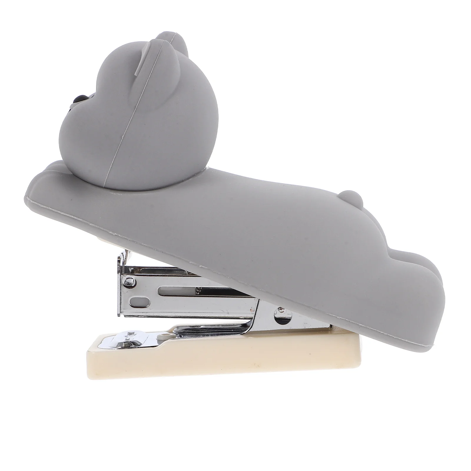

Gray Desktop Cartoon Dog Stapler Portable Small Stapler for School Office Use Soft Material Fun Shaped Paper Fastener Supply