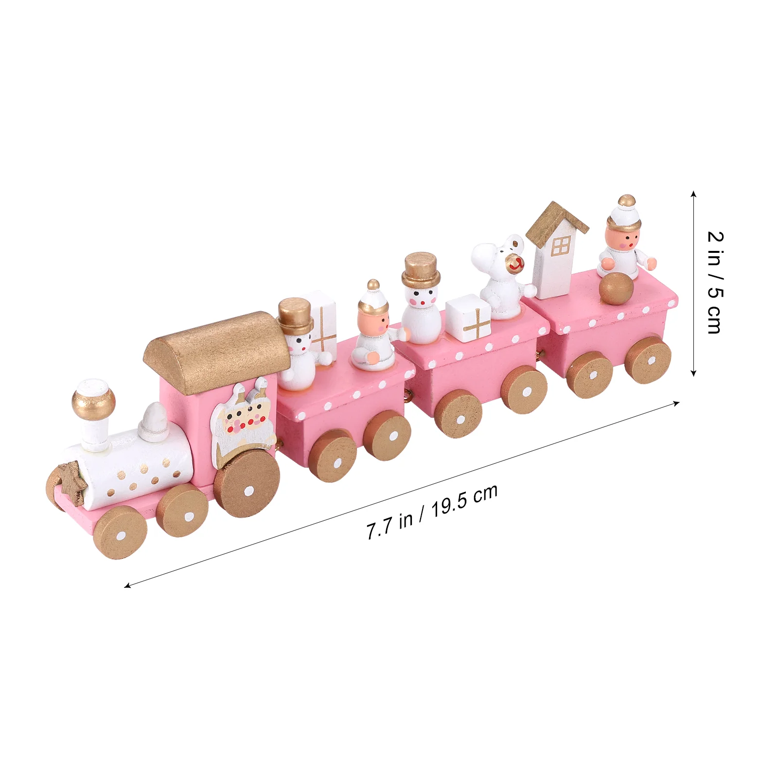 Wooden Train Small Christmas Toy Desktop Mini for Kids 4 Section Playing Four Ornaments