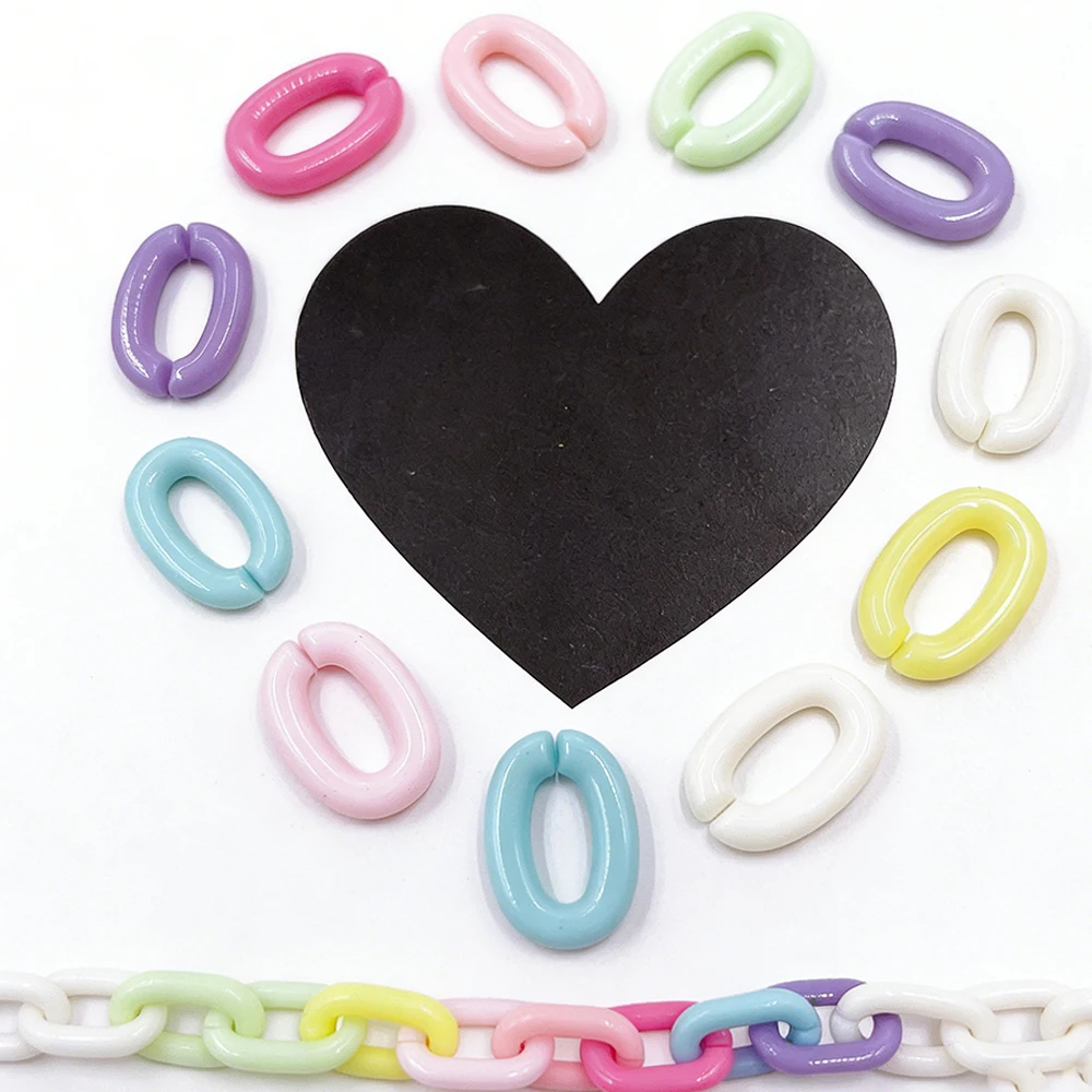 

100pcs 14.5/18mm Colorful U-shaped Opening Ring Acrylic Beads Assembled Chain DIY Necklace Bracelet Pendant Keychain Jewelry
