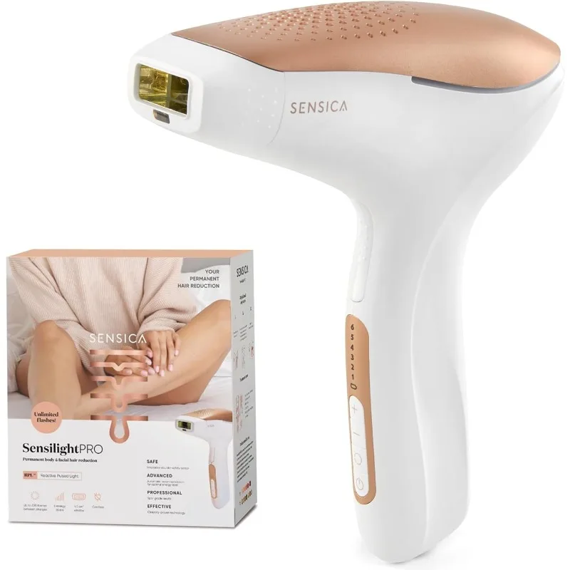 Sensica Cordless SensiLight PRO Rechargeable RPL Hair Removal Device - Permanent IPL for Women and Men - Painless Unlimited