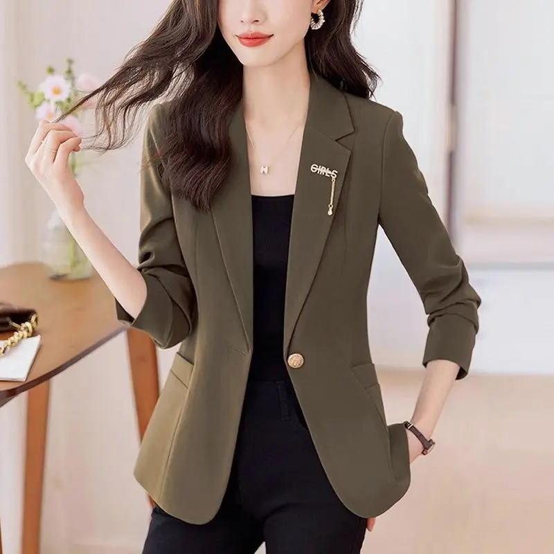 

Women's Fashionable Short Coat Women Spring and Autumn Jacket female New Versatile Slim Waist-hugging and Slim Casual Suit Top