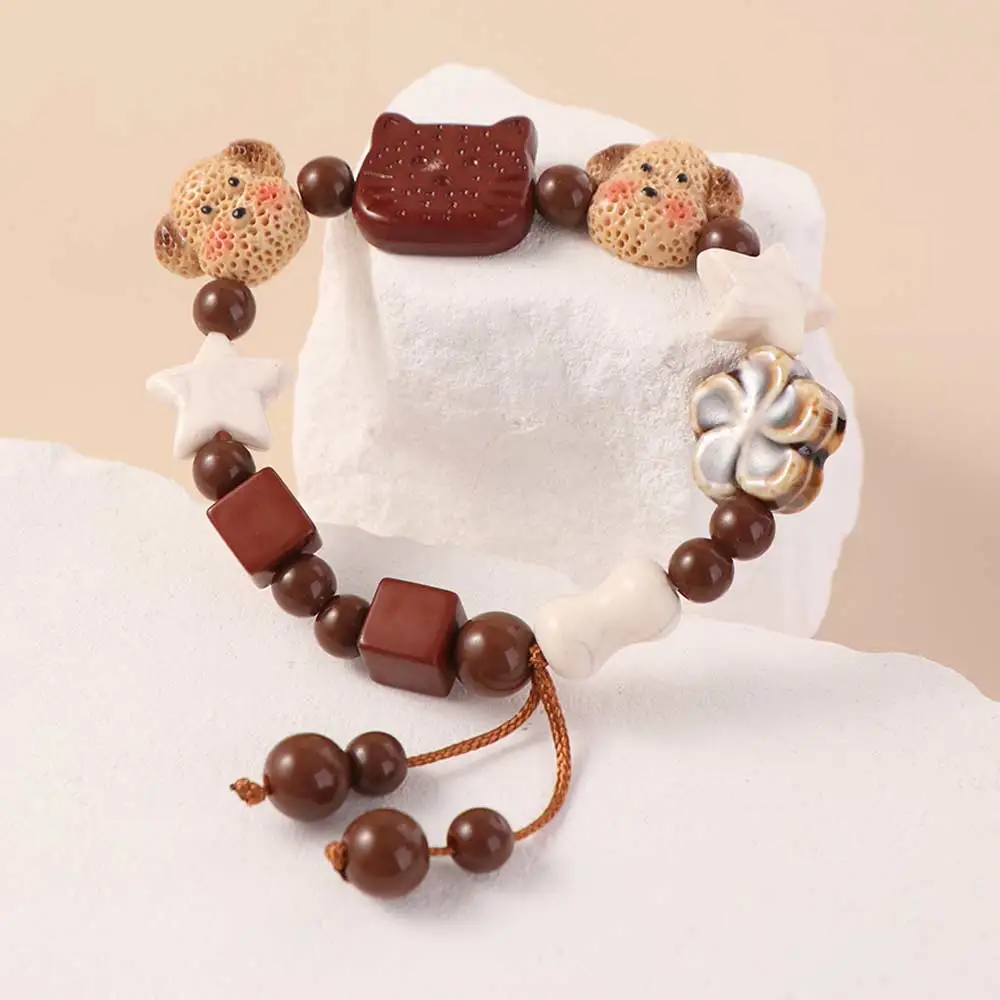 Bangle Cute Dog Beaded Bracelet Star Resin Biscuit Bear Bracelet Wristband Adjustable Cat Beads Bracelet Gifts