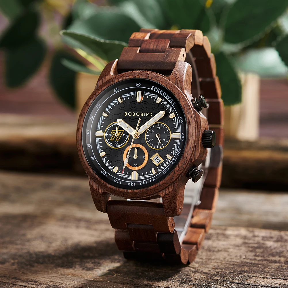 BOBO BIRD 2025 신형 남성용 시계 - 나무 케이스, 일본 쿼츠 무브먼트, 내구성 및 패셔너블, 캐주얼/직장용 이상적