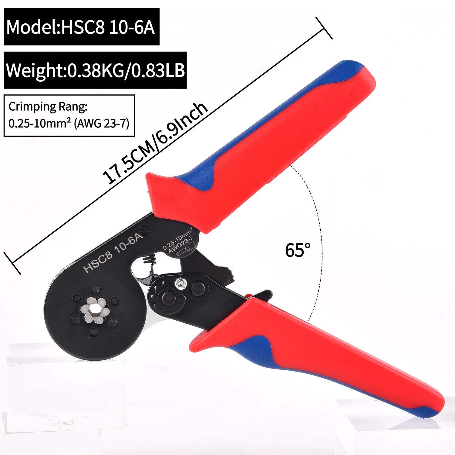 Imagem -02 - Hexagonal Virola Crimpagem Alicate Hsc8 106a Self-adjusting Ratchet Clamp Ferramenta Crimper para Terminal Cabo End Sleeves Awg 237