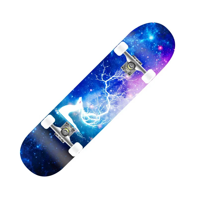 outdoor products 4-wheels skateboard PU high wear-resistance beginner longboard elk pattern with high-end maple wood deck