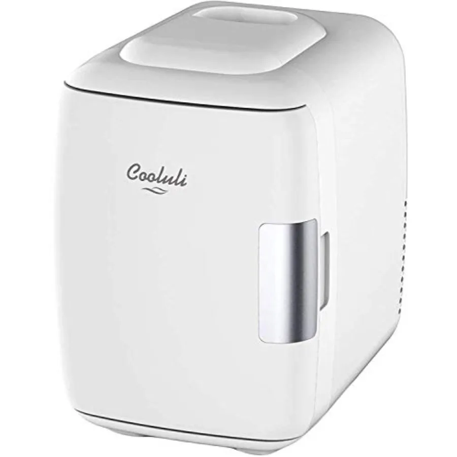 Mini Fridge for Bedroom - Car Office Desk and Dorm Room - Portabe/6 Can Eectric Pug In Cooer and Warmer for Food Drinks Skincar