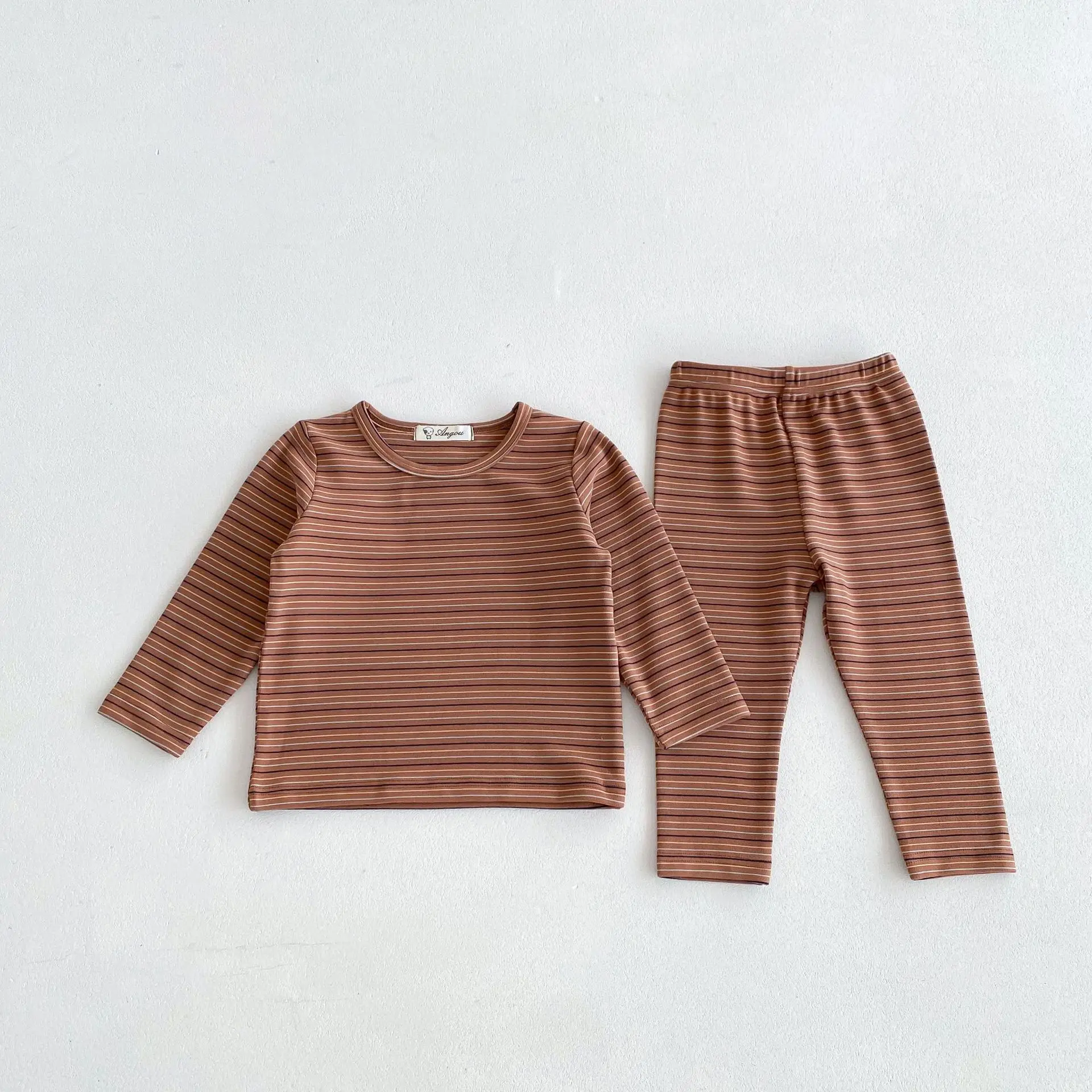 2024 Autumn New Children Cotton Striped Home Clothes Set Boys Girls Tops + Pants 2pcs Suit Kids Toddler Casual Pajamas Outfits