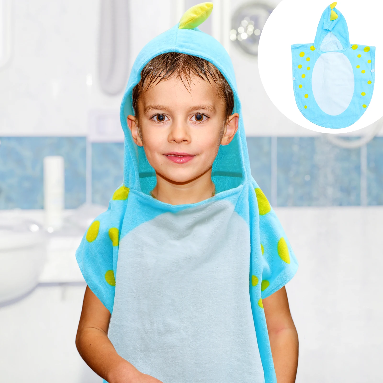 

Children's Bath Cape Cotton Cartoon Dinosaur Kids Shower Towel Super Absorbent Quick Dry Towel Toddler Bathrobe