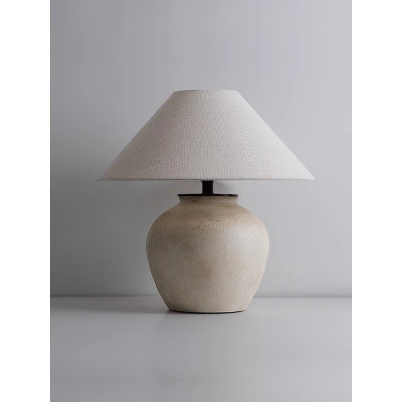 

Wabi **** Wind Handmade Pottery Table Lamp Retro Homestay Japanese Designer Living Room Bedroom Decorative Table Lamp