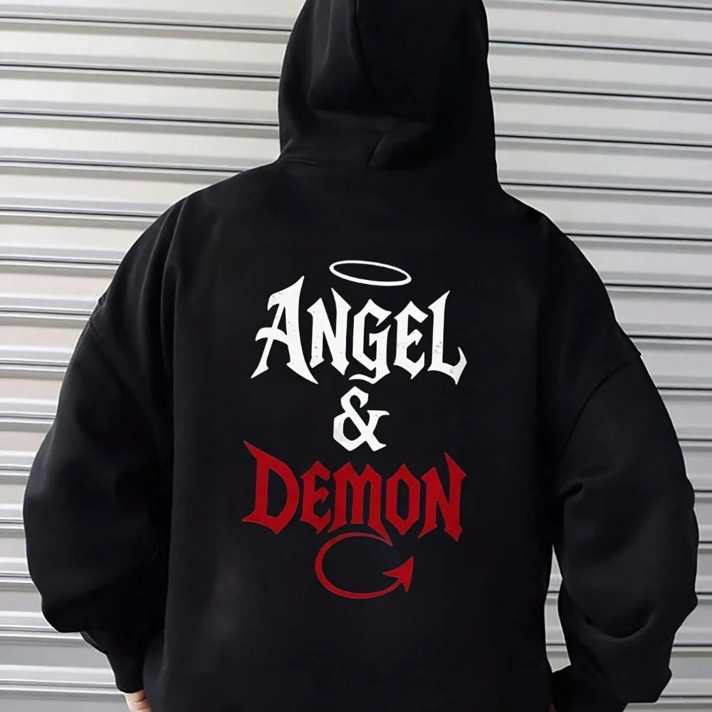 

CLOOCL ANGEL & DEMON Printed Hoodie Autumn/Winter Fashion Mens Clothing