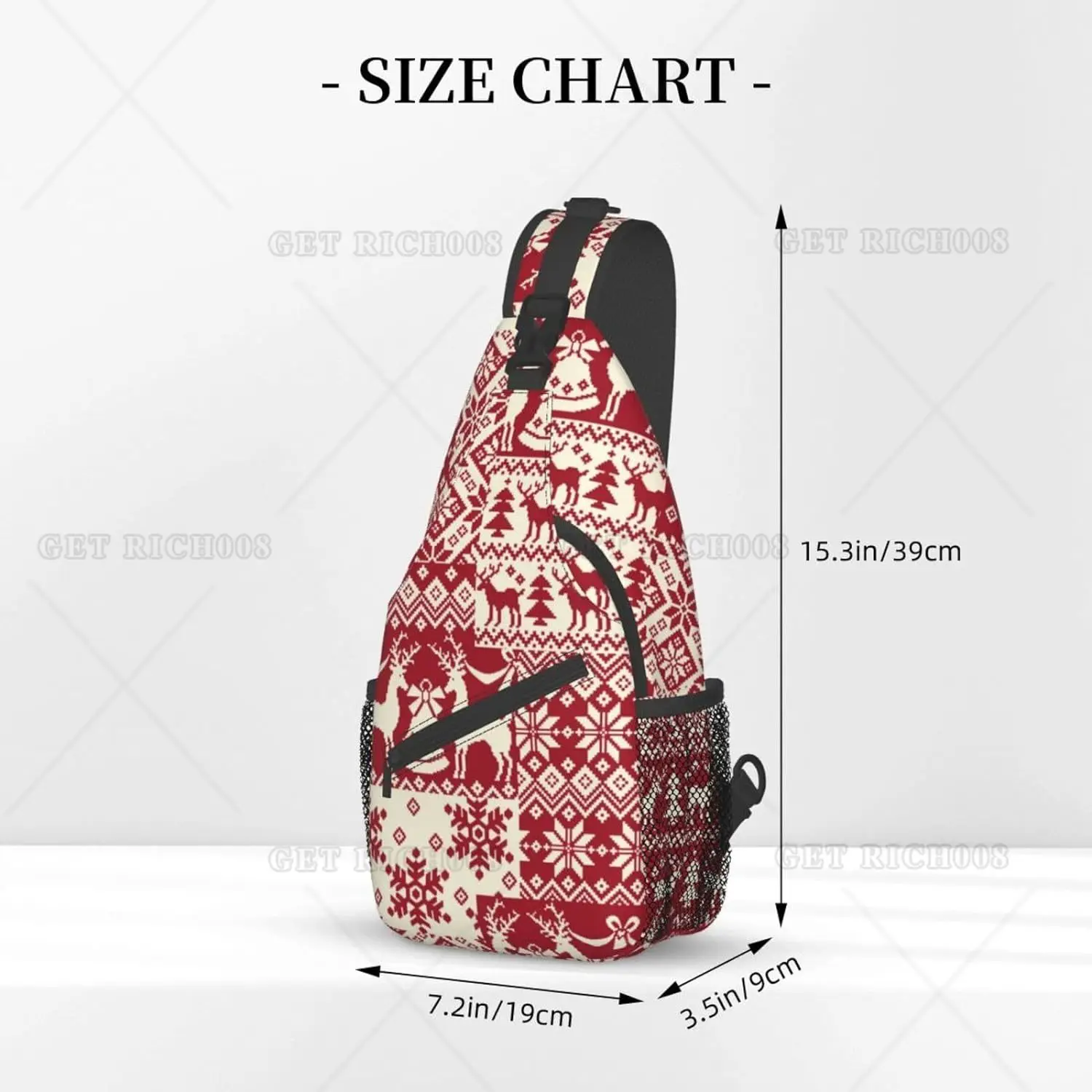 Vintage Weihnachts baum Plaid Cross body Sling Rucksack Schulter tasche Weihnachten Snowa flake Brusttasche Daypack zum Wandern Reisen im Freien