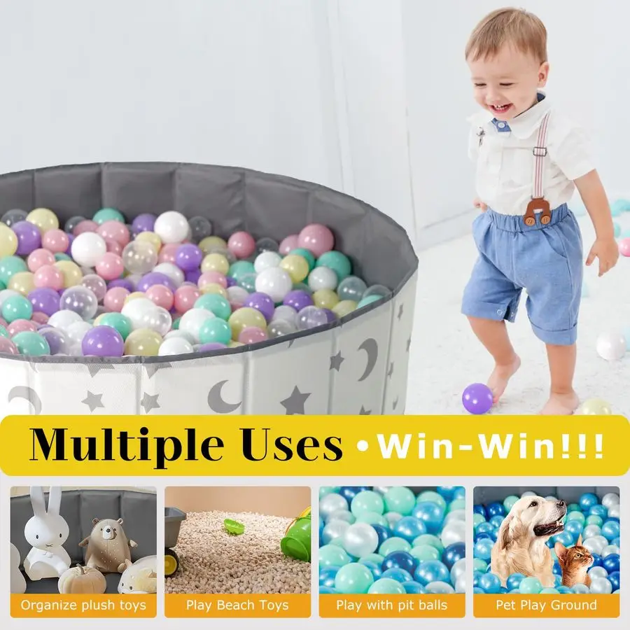 Kids Ball Pit, Foldable amp Portable amp Reusable Balls Pool for Toddlers,Playpen Fence for Baby, Play Pool for Dog, Indoor amp