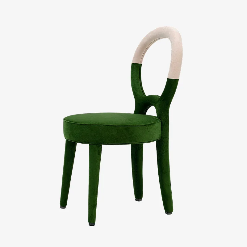Modern simple home famous dining chair solid wood high-end fabric backrest dining chair single chair