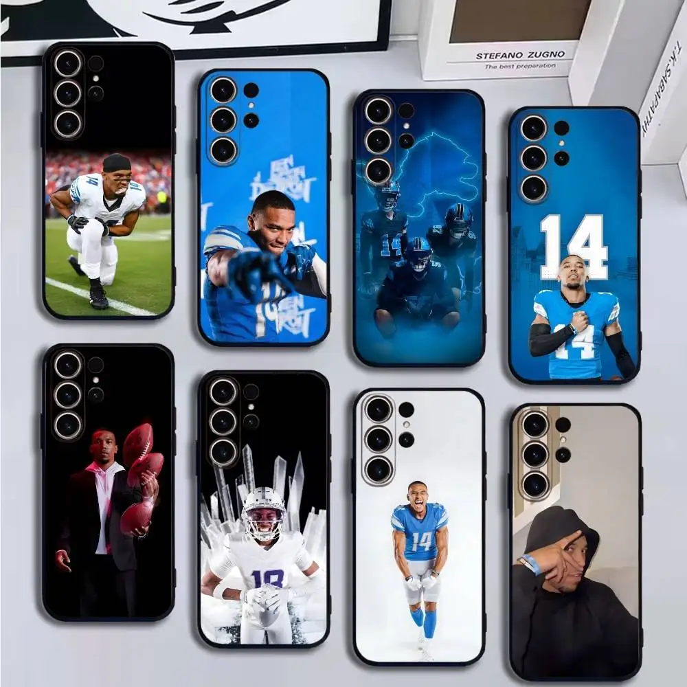 

Pro Football A-Amon-Ra St. Brown Phone Case For SamsungS25,24,21,22,23,30,Ultra,20,Plus,Fe,Lite,Note,10,9,Soft Black Cover