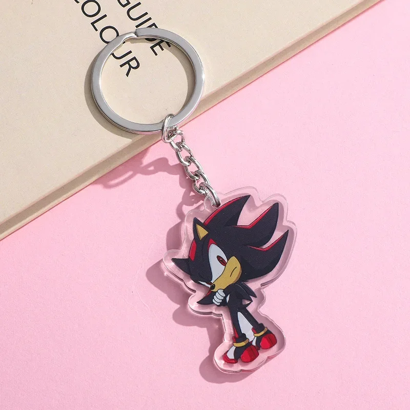 Sonic Blaze Tails Shadow Silve Amy Rose Anime Acrylic Keychain Cartoon Figure Cute Bag Pendant School Bag Pendant Keychain Gifts