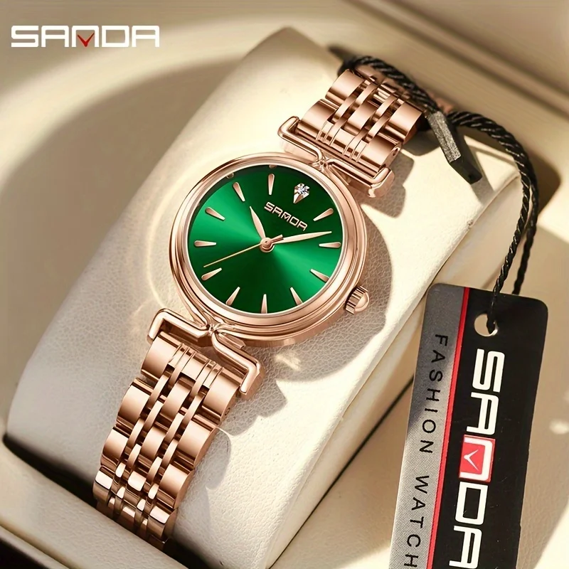 SANDA Women's Luxury Watch Simple Casual  Quartz Women's Watch Fashion Girl Exquisite Matching Stainless Steel Waterproof Watch