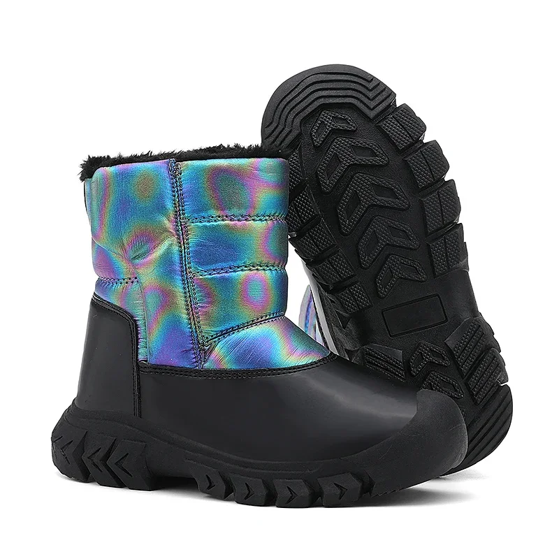 2025 Winter Children Shoes Plush Waterproof Fabric Non-Slip Girl Shoes Rubber Sole Snow Boots Fashion Warm Outdoor Boots Girl 8