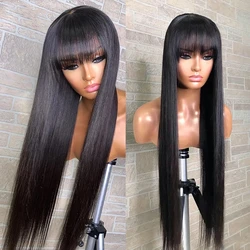 18-24 Straight Wig with Bangs Human Hair Wigs for Women Machine Made Wig Human Hair Wig Long Straight Wig with Bangs