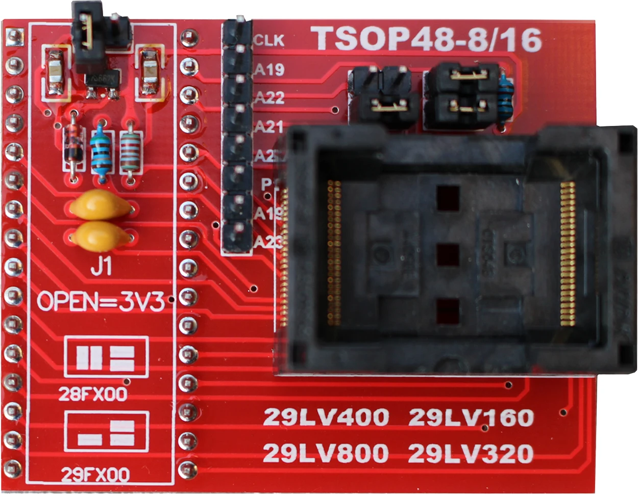 Tsop48 adapter, 28/29 support f/LV200/400/800/160/320 TSOP packages such as chips