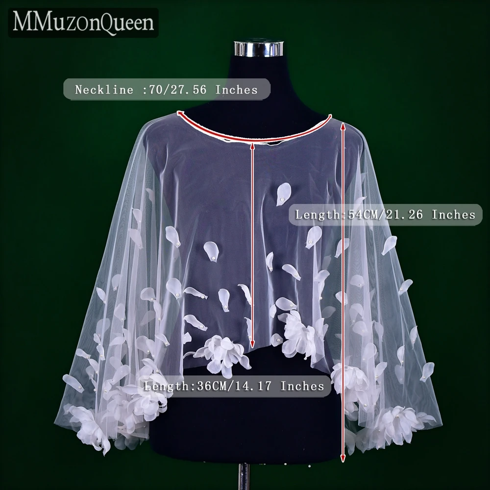 MMQ MG35 Beaded Flower Wedding Tulle Shawl Bridal Dress Pearl Wedding Coat for Girlfriend Bride Accessory DIY Customized Product