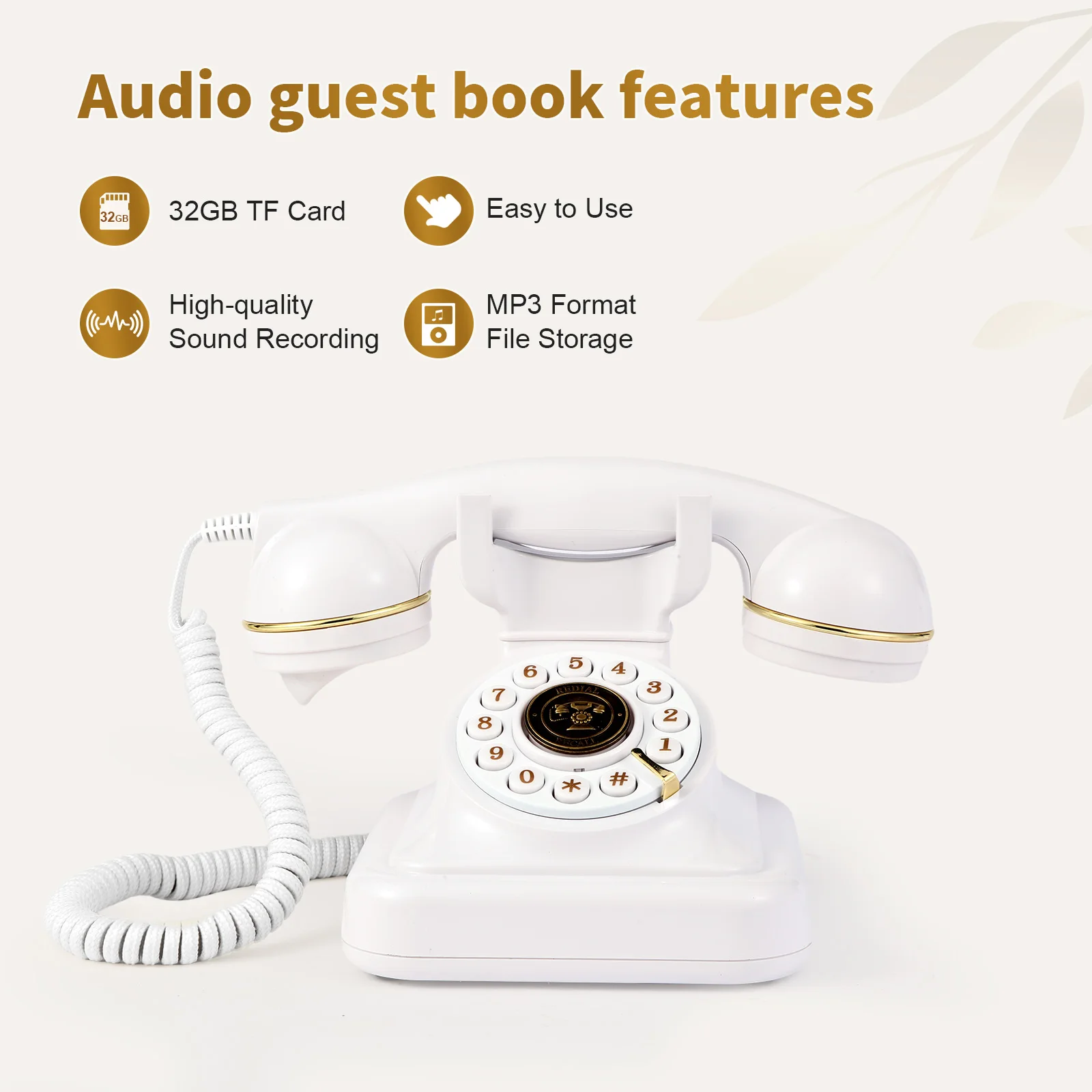 Audio Guest Book Wedding Phone, Audio Guest Book Record Customized Audio Messages Guest Book Alternatives Classic Retro Phone
