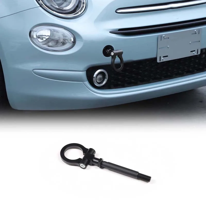 For Fiat 500 2023 Aluminum Alloy Red/Black Automotive Parts Front Bumper Trailer Ring Iron Tow Hook Rescue Rear Trailer Hook