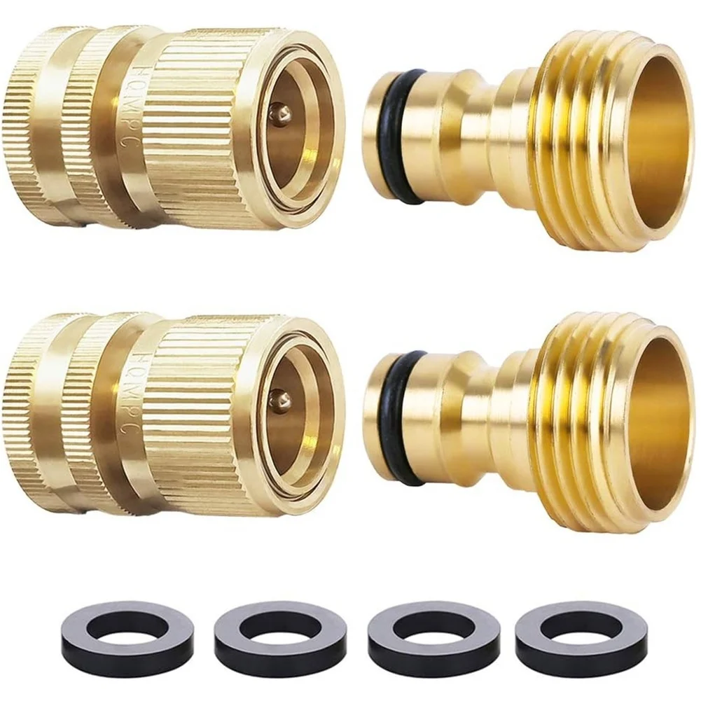 Brass Garden Hose Quick Connect Coupler 3/4 GHT Female Male Thread Water Fitting For 3/4
