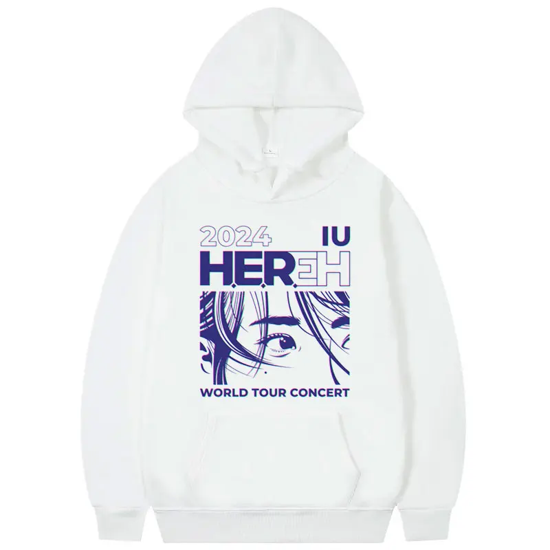

Kpop Singer IU H.E.R. Tour Graphic Hoodie Men Women Fashion Vintage Hooded Sweatshirts Autumn Winter Casual Oversized Pullovers