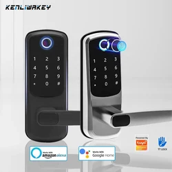 Tuya Wifi Fingerprint Door Lock TTlock Bluetooth Biometric Electronic Smart Lock Digital Keypad RFID Keyless Entry Door Lock