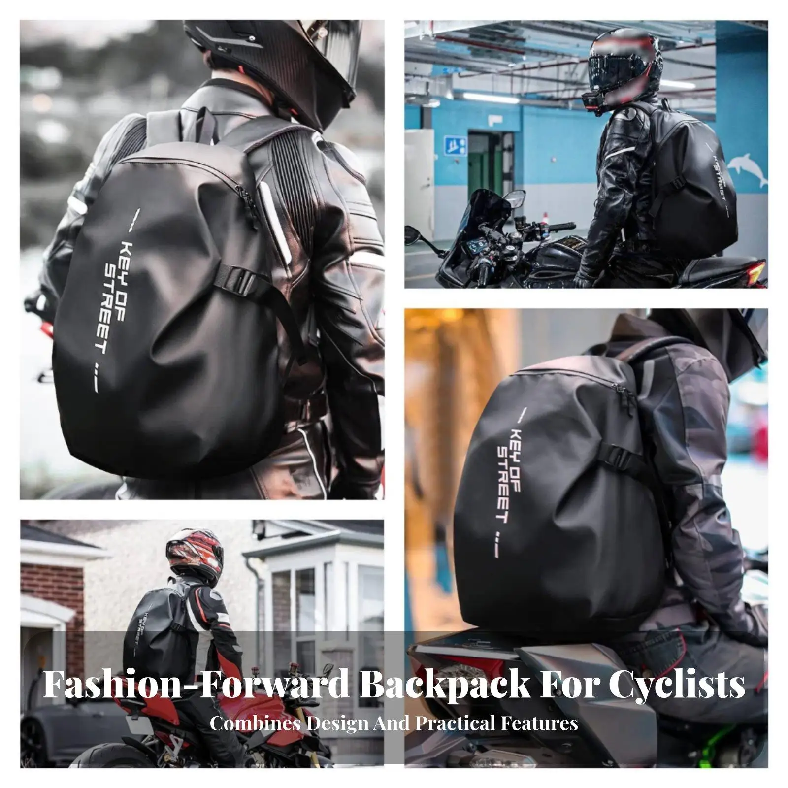Picture 4: Motorcycle Backpack Reflective Large Capacity Waterproof Riding Rucksack for