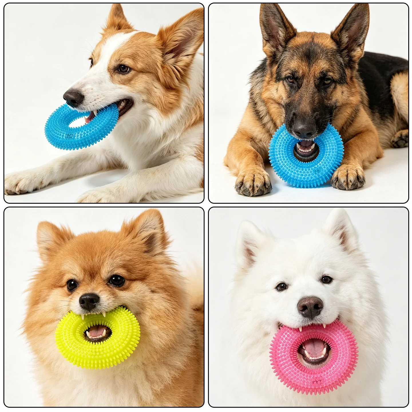 Dog toy pet massager ring with sound and light, elastic spike ring, stimulating ball, teeth cleaning self-amusing chew toy