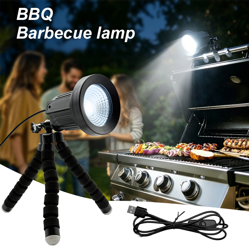  BBQ LED lights, heat-resistant grill lights, barbecue tool accessories, portable barbecue lamps, suitable for camping, cycling, 