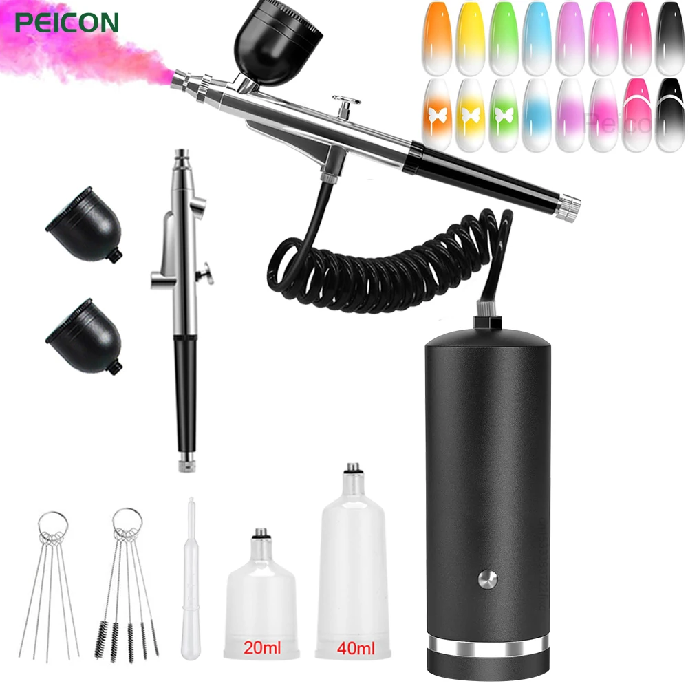 Airbrush Nail Art with Compressor Art Painting Kit for Nail Art Cake Painting Portable Hand Sprayer Gun Airbrush Nail Kit