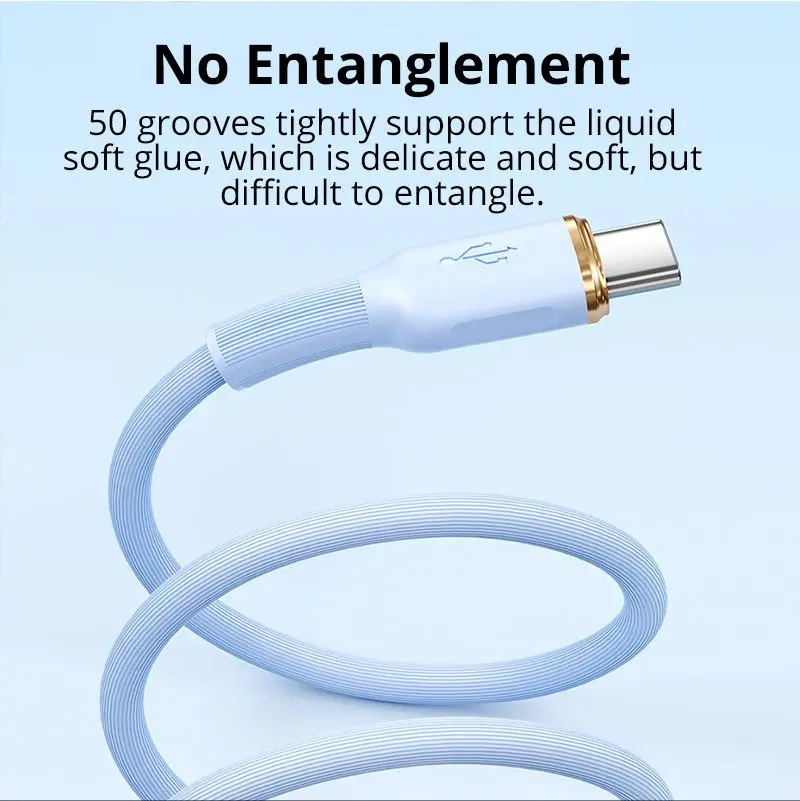 Tipo-C para Tipo-C Cabo de carregamento rápido, 6A Super Charge, Silicone USB-C Cabo de dados para telefones inteligentes Android, 1m, 2m, 100W