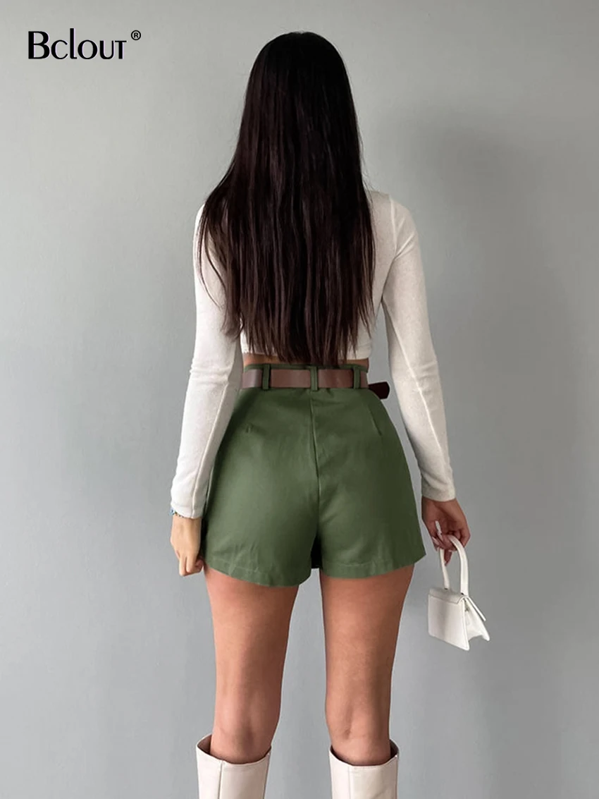 Bclout Summer Cotton Shorts Skirts Women 2024 Fashion High Waist A-Line Slim Sexy Shorts Skirts Elegant Solid Pleated Shorts Y2k