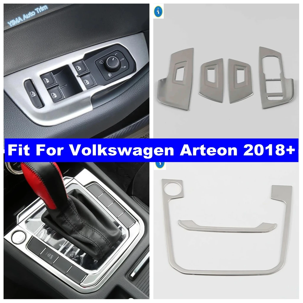 

Stainless Steel Car Glass Lift Button / Gear Shift Decoration Panel Cover Trim Kit For Volkswagen Arteon 2018 - 2024 Accessories