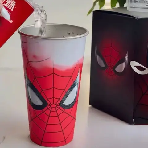 Anime Spider-Man Cold Color Changing Cup Discoloration Stainless Steel Beer Mug Iced Water Magic Coffee Cup Gift For Fans