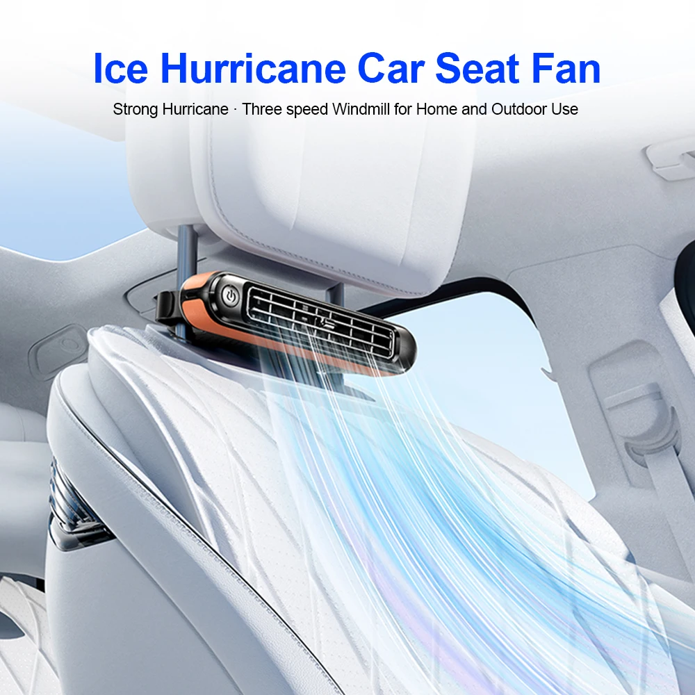 Car Headrest Cooling Air Fan 3 Speeds Adjustable Car Interior Portable Fan Cooler Air Cooling Fan Summer Car Accessories