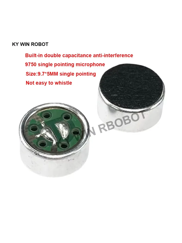 10 PCS/LOT 9X7X5mm 9750 MIC Capsule Electret Condenser Microphone Unidirectional Anti-interference High Sensitivity Dual Capacit